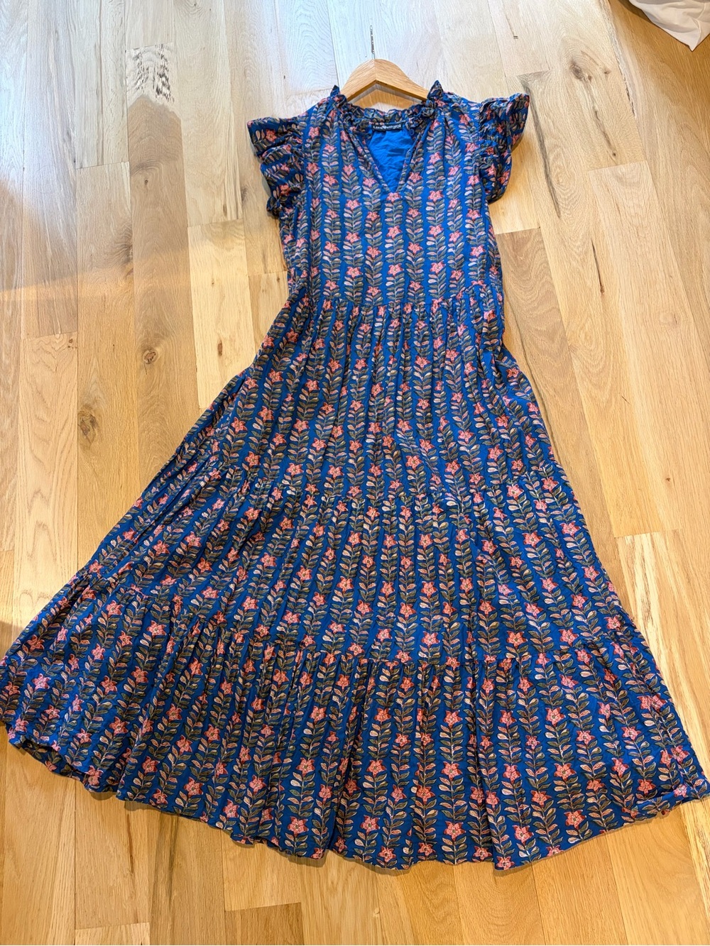Liza Byrd Brilliant Blue Block Print Tiered Maxi Dress - Picture 4 of 6